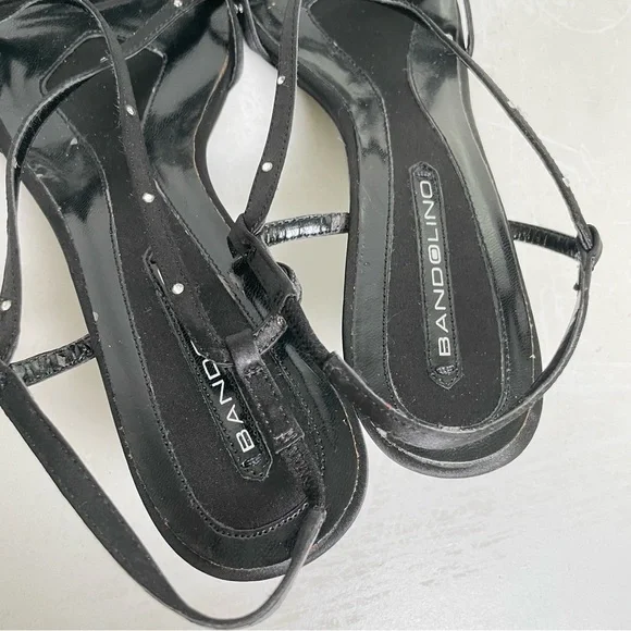 Vintage 90s Y2K strappy rhinestone satin slingback kitten heels 8 - Picture 10 of 11